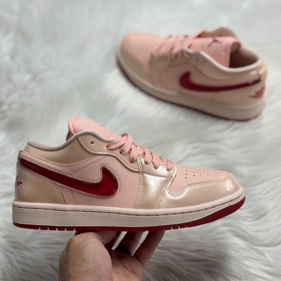 Nike Jordan 1 Low Patent Valentine's Day Womens HF3174-600 NEW Sz 10.5 - Picture 1 of 4